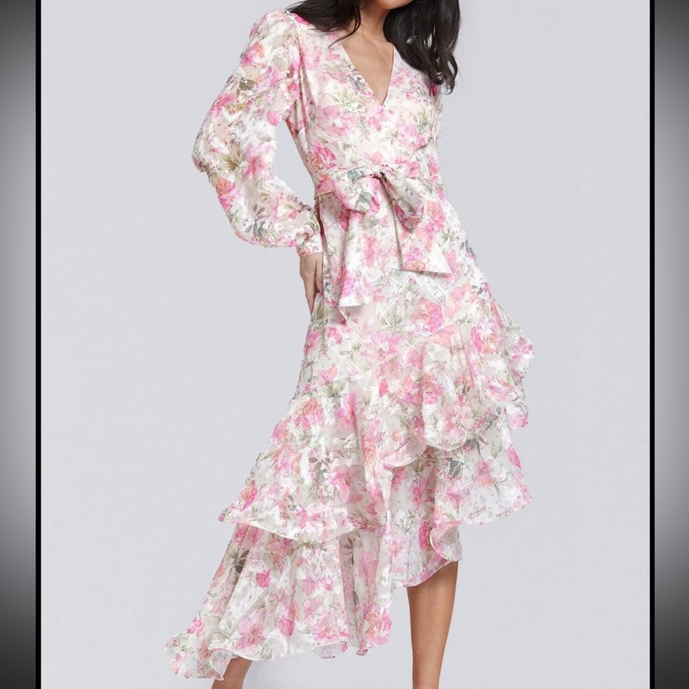One33 Social Floral Pink Ruffle Asymmetric Dress